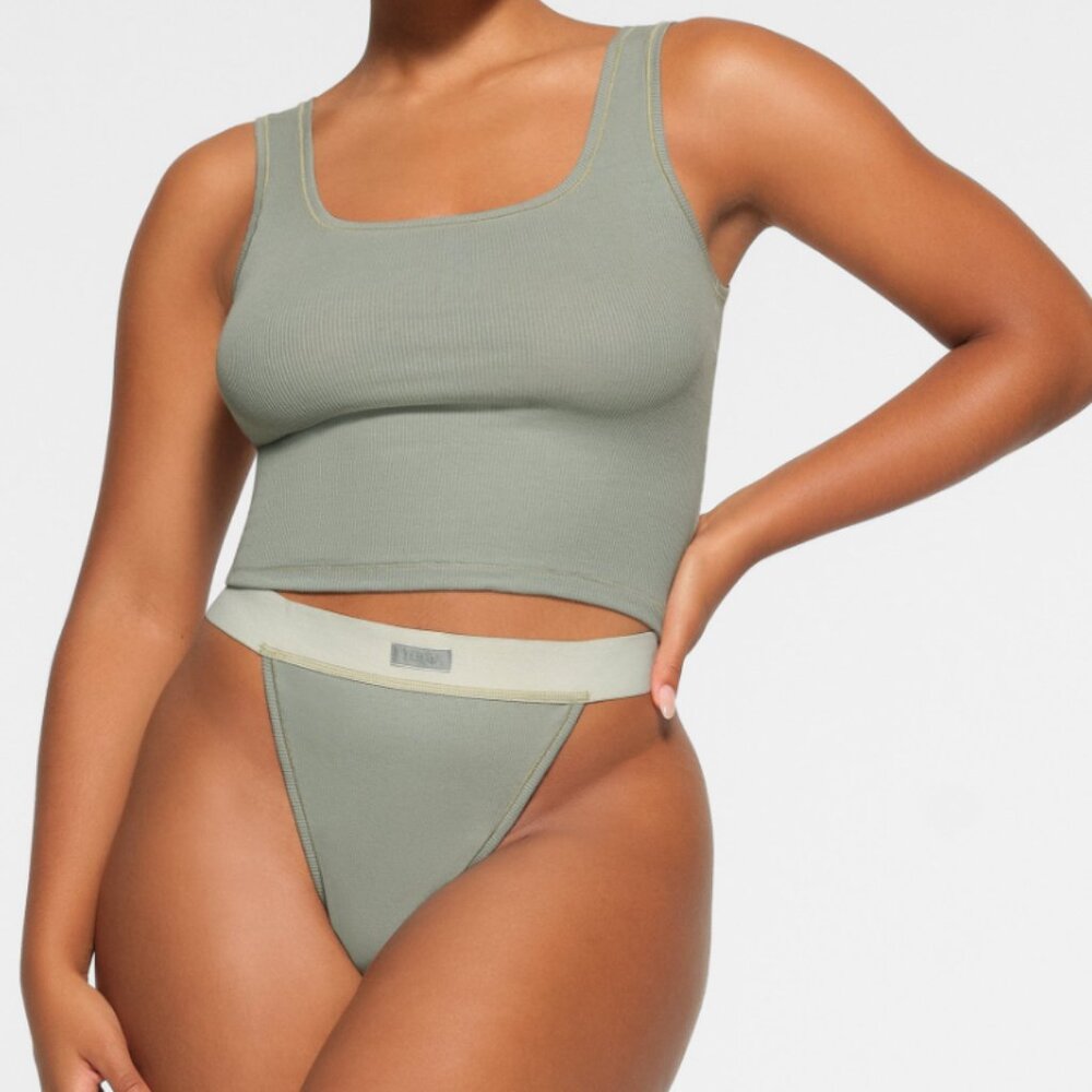 NWT SKIMS Cotton Rib Tank - Mineral XS
